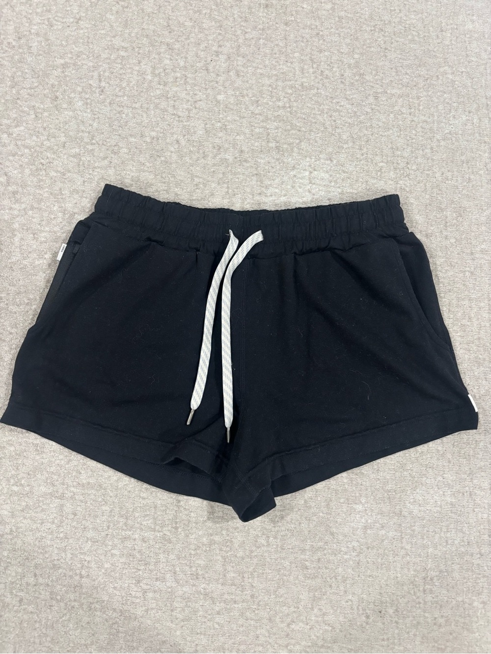 Vuori Black Athletic Lounge Shorts with White Drawstring